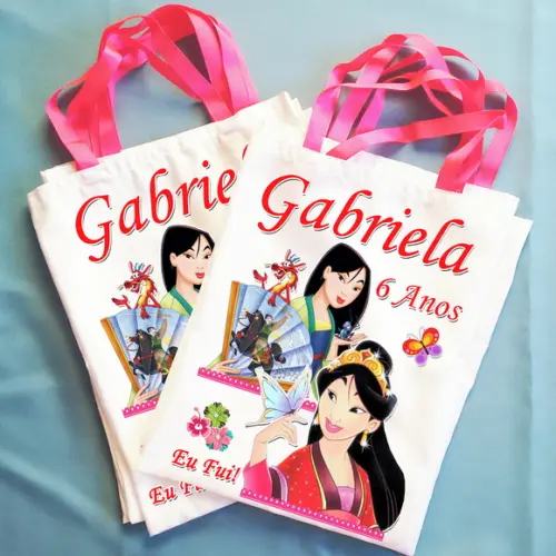 Bolsinha Ecobag Sacolinha Personalizada Princesa Mulan
