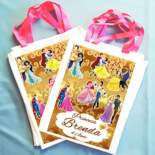 Bolsinha Ecobag Sacolinha Personalizada Princesas