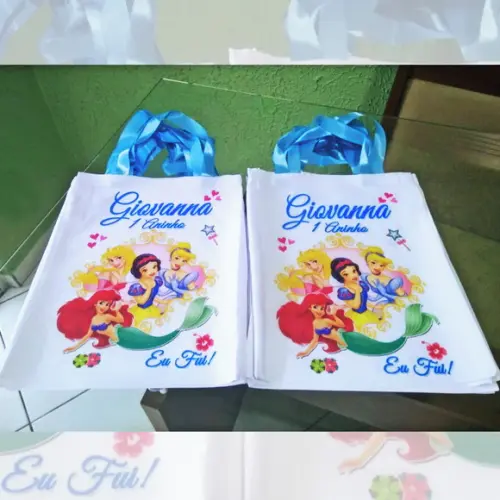 Bolsinha Ecobag Sacolinha Personalizada Princesas