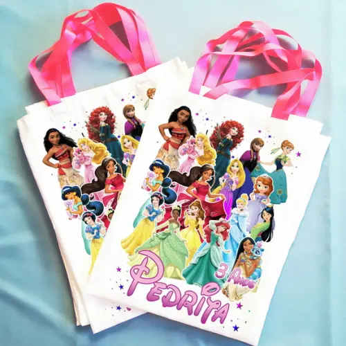 Bolsinha Ecobag Sacolinha Personalizada Princesas