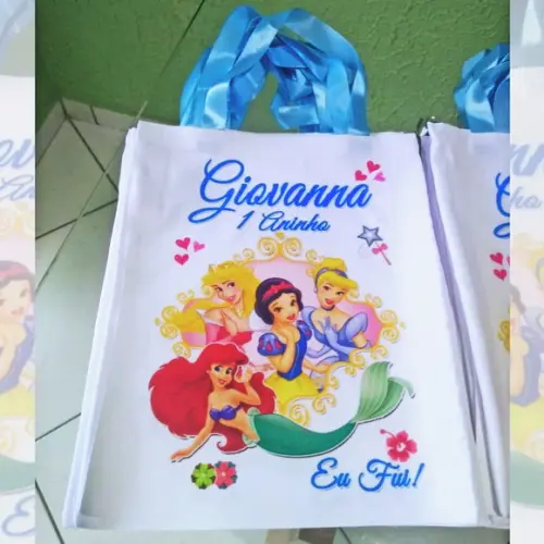 Bolsinha Ecobag Sacolinha Personalizada Princesas