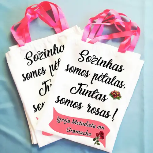 Bolsinha Ecobag Sacolinha Personalizada Tema Flores