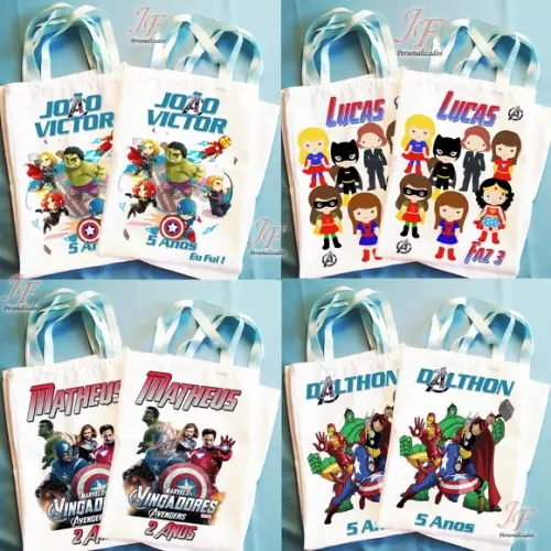 Bolsinha Ecobag Sacolinha Personalizada Vingadores