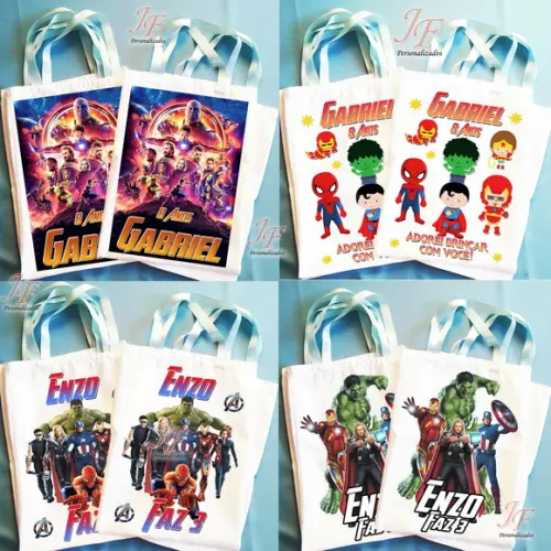 Bolsinha Ecobag Sacolinha Personalizada Vingadores