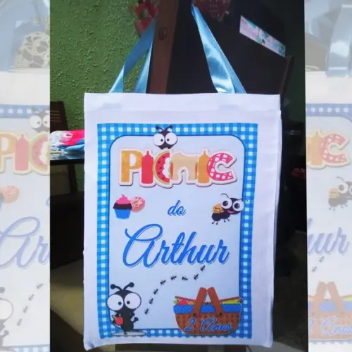 Bolsinha Ecobag Sacolinhas Personalizada Picnic Piquenique