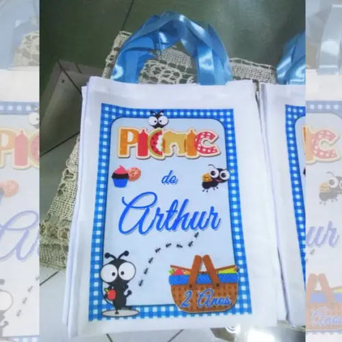 Bolsinha Ecobag Sacolinhas Personalizada Picnic Piquenique