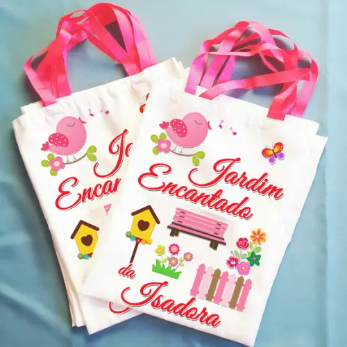 Bolsinha Ecobag Saquinho Personalizado Jardim Encantado