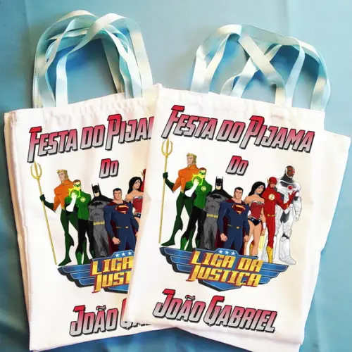 Bolsinha Personalizada Festa do Pijama Liga da Justiça
