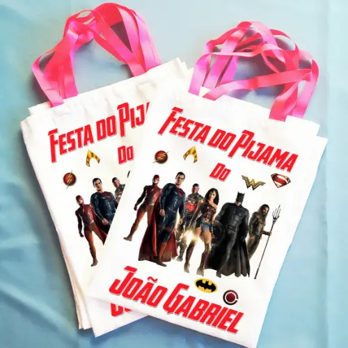 Bolsinha Personalizada Festa do Pijama Liga da Justiça