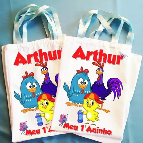 Bolsinha Sacolinha Ecobag Personalizada Galinha Pintadinha