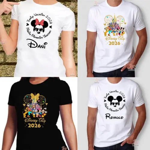 Camisa Viagem Família Disney | 03 Unidades | 100% Algodão