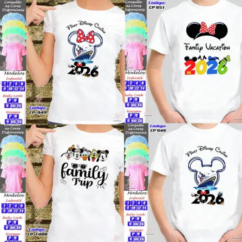 Camisa Viagem Família Disney | 03 Unidades | Trip Vacation