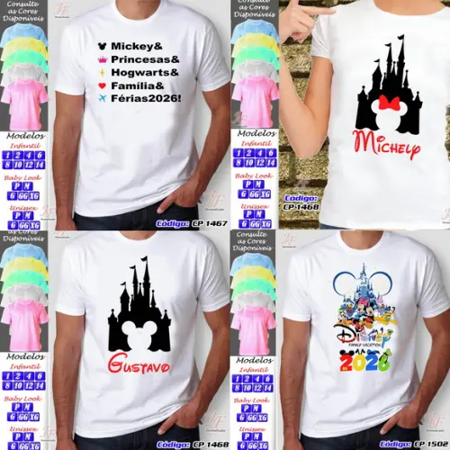 Camisa Viagem Família Disney | 08 Unidades | Trip Vacation