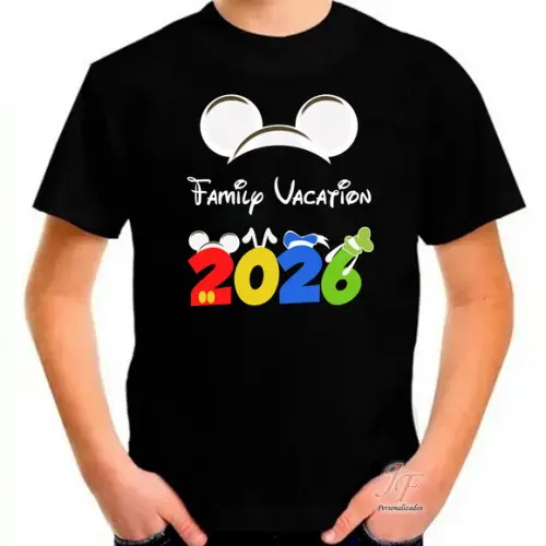 Camisa Viagem Família Disney | 100% Algodão | 20 Unidades