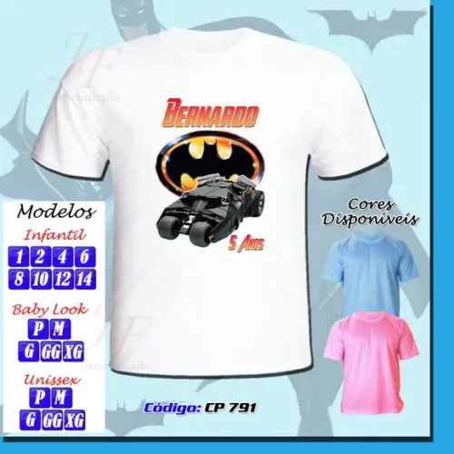 Camiseta Adulto Infantil Personalizada Batman