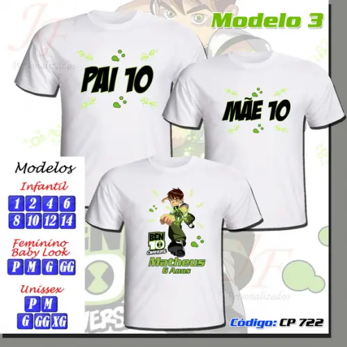 Camiseta Adulto Infantil Personalizada Ben 10