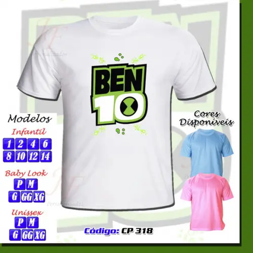 Camiseta Adulto Infantil Personalizada Ben 10