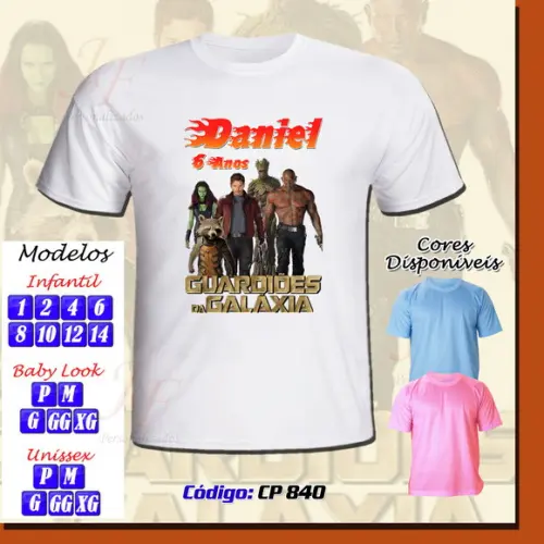 Camiseta Adulto Infantil Personalizada Guardiões da Galáxia