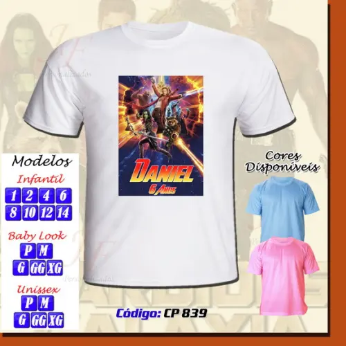 Camiseta Adulto Infantil Personalizada Guardiões da Galáxia