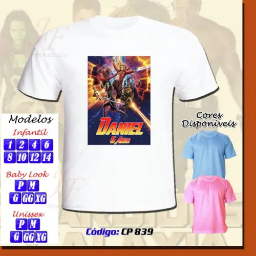 Camiseta Adulto Infantil Personalizada Guardiões da Galáxia