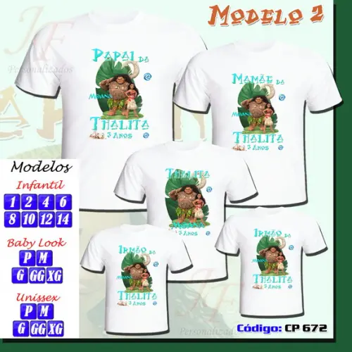 Camiseta Adulto Infantil Personalizada Moana