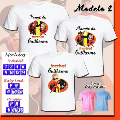 Camiseta Adulto Infantil Personalizada os Incríveis