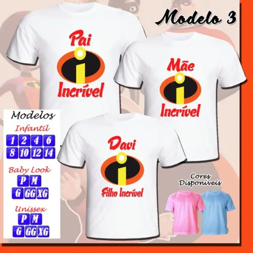 Camiseta Adulto Infantil Personalizada os Incríveis