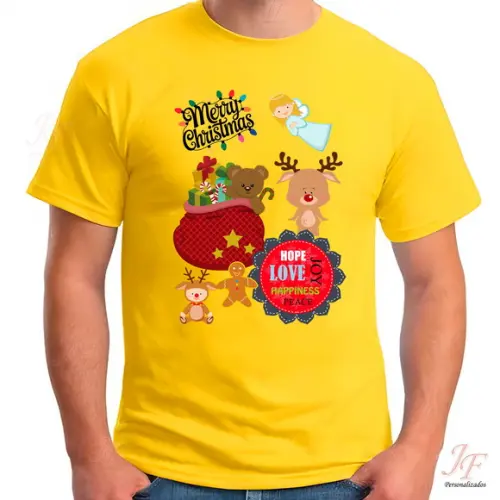Camiseta Feliz Natal | 07 Unidades | 100% Algodão | Ano Novo