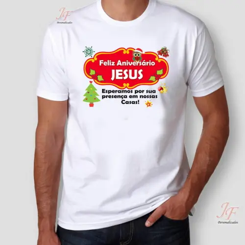 Camiseta Feliz Natal | 12 Unidades | 100% Algodão | Ano Novo