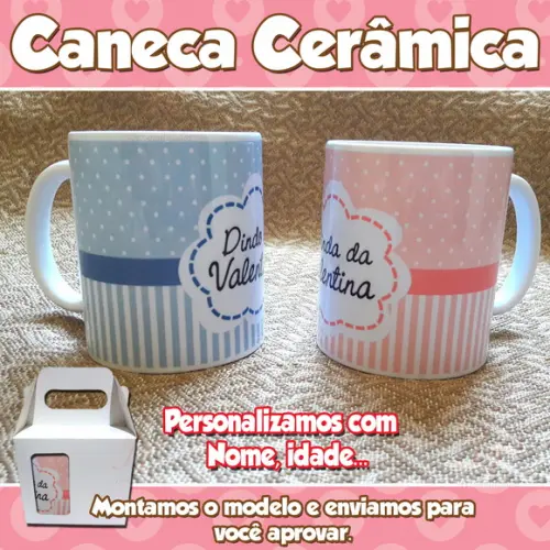 Caneca Cerâmica Dinda e Dindo