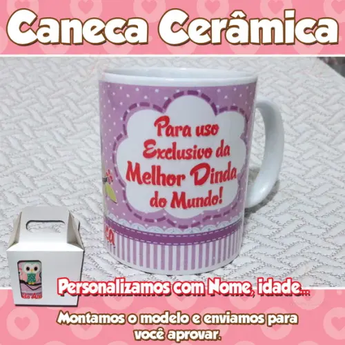 Caneca Cerâmica Dinda e Dindo