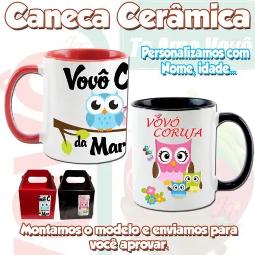 Caneca em Cerâmica Personalizada Vovó Vovô