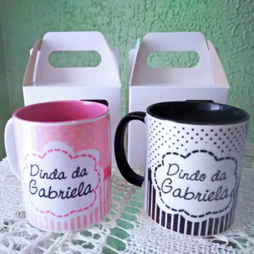 Caneca em Cerâmica Personalizada Dinda ou Dindo
