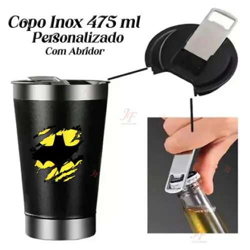 Copo Térmico Personalizado | Inox 475 ml | Tampa e Abridor