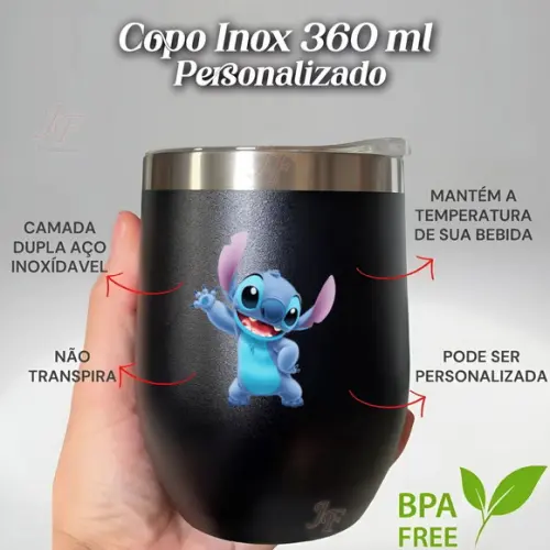 Copo Térmico Personalizado Inox Tipo Cuia com Tampa 360ml