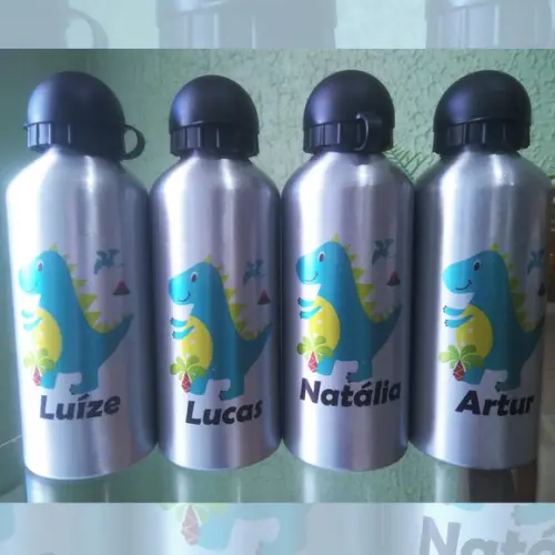 Garrafinha Aqueeze Alumínio 500 ml Personalizada Dinossauro