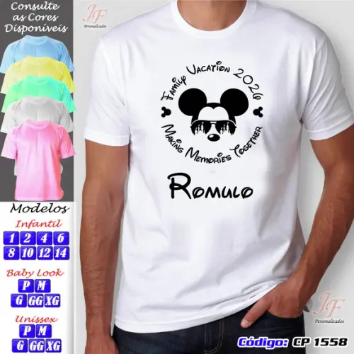 Kit 03 Camisetas Personalizadas Viagem Família Trip Disney