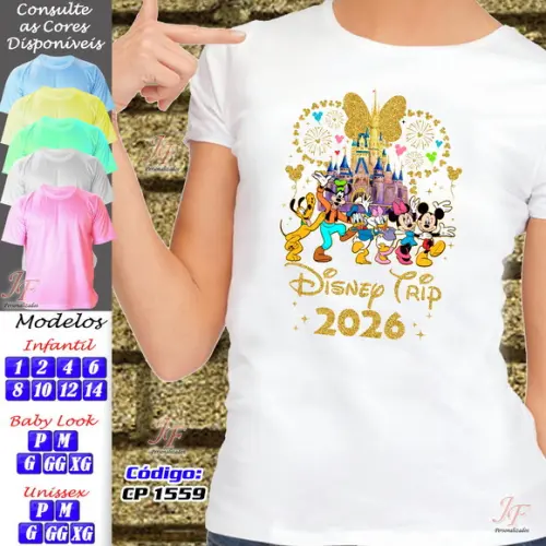 Kit 10 Camisetas Personalizadas Viagem Família Disney