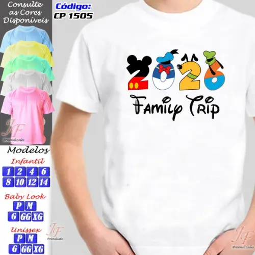 Kit 15 Camisetas Personalizadas Viagem Disney Famíly Trip