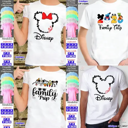 Kit 18 Camisetas Personalizadas Viagem Disney Famíly Trip