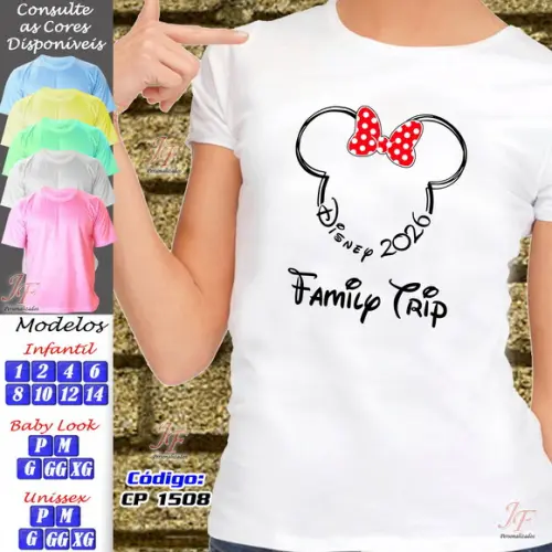 Kit 19 Camisetas Customizadas Viagem Disney Famíly Trip