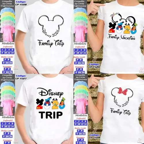 Kit 19 Camisetas Customizadas Viagem Disney Famíly Trip