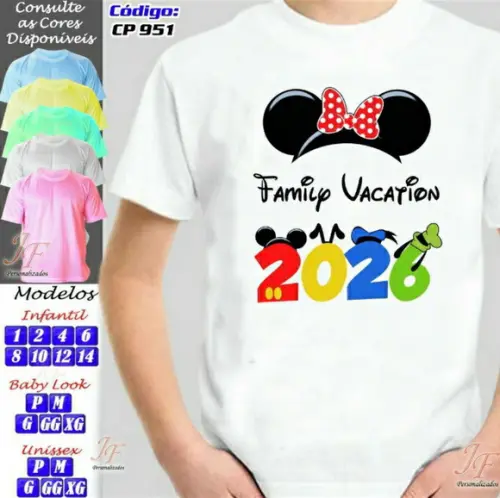 Kit 21 Camisetas Customizadas Viagem Disney Famíly Trip