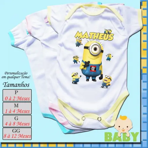 Kit com 12 Body Bebê Infantil Personalizado_Mêsversário