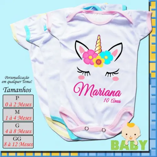 Kit com 12 Body Bebê Infantil Personalizado_Mêsversário