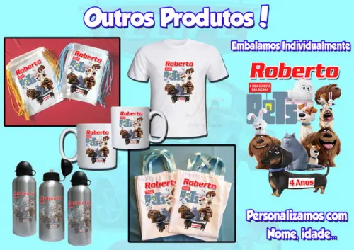 Mochilinha Ecobag Personalizada Filme Pets