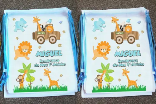 Mochilinha Ecobag Personalizada Safari Floresta
