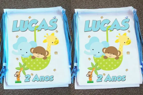 Mochilinha Ecobag Personalizada Safari Floresta