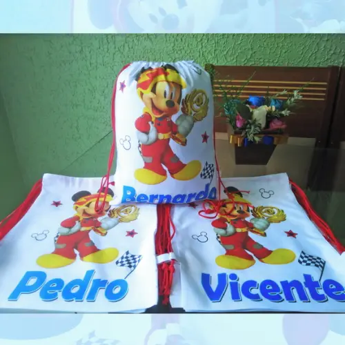 Mochilinha Ecobag Sacochila Personalizada A Casa do Mickey