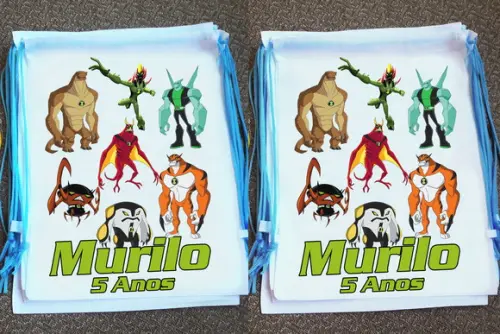 Mochilinha Ecobag Sacochila Personalizada Ben 10